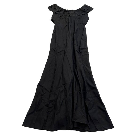 RIXO Seraphina Linen Midi Dress in Black - Picture 1 of 6